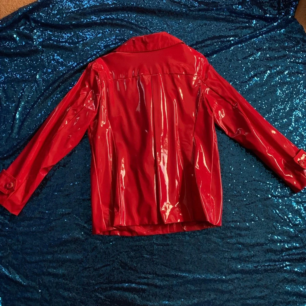 Red PVC Pea Coat - Picture 4 of 10